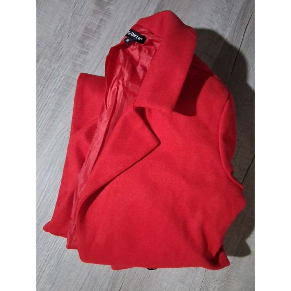 EILLY BAZAR Vibrant red double-breasted wool-blend trench coat sz Med.